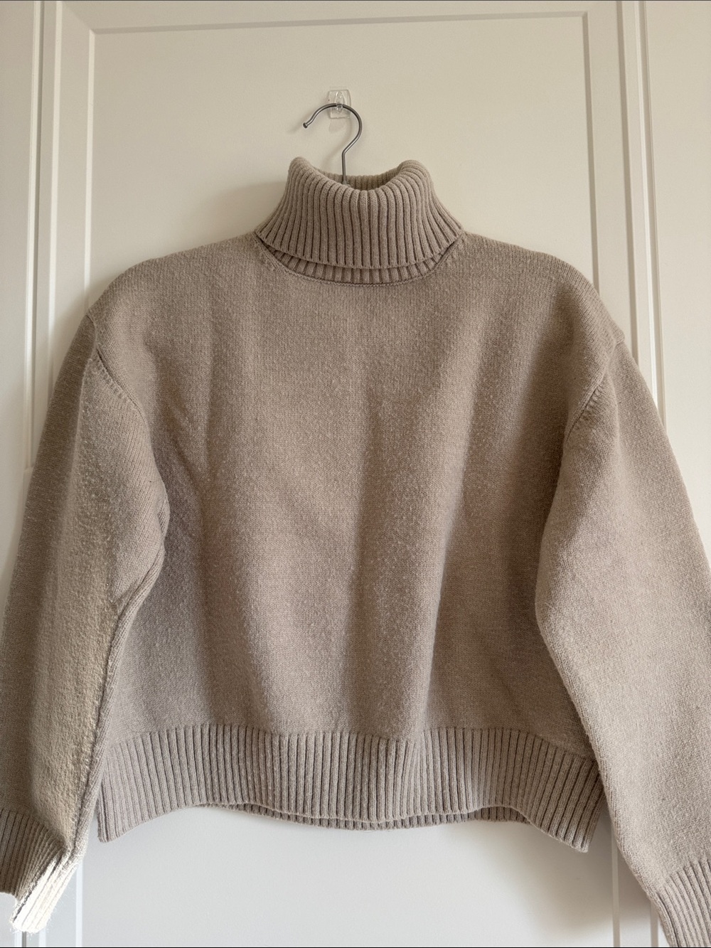 Turtleneck Knit Sweater in Light Taupe
